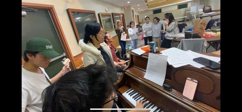 Full youth band practicing for worship